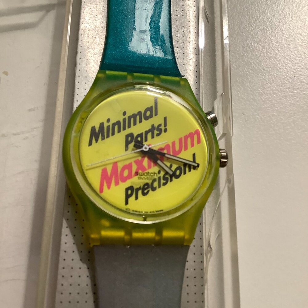Vtg 1996 Swatch  Loomi Working Promo GJ900 Minimal Parts Maximum Precision